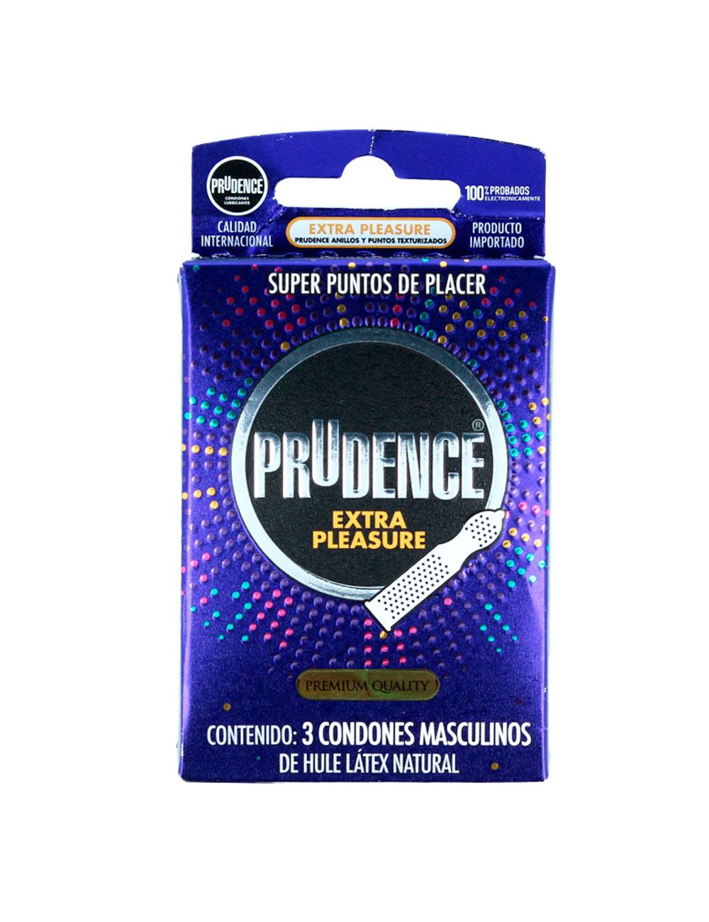 Prudence Extra Pleasure Caja Con 3 Condones Masculinos De Hule Látex Natural