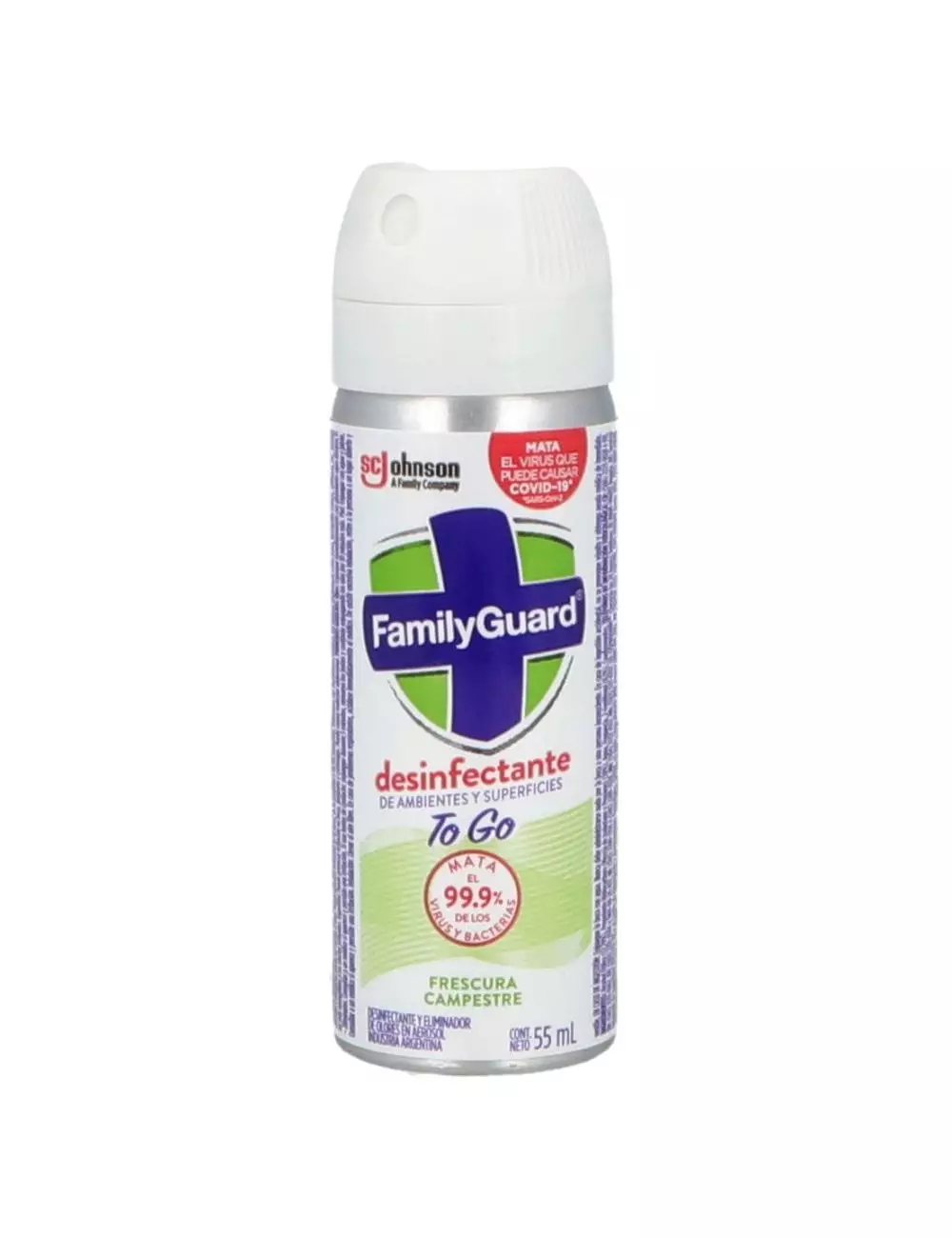 Desinfectante En Aerosol Family Guard Frescura Campestre Frasco Con 55 mL