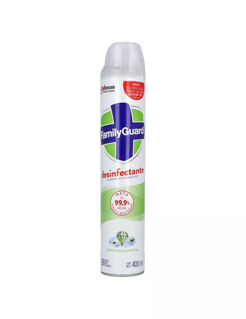 Desinfectante En Aerosol Family Guard Frescura Campestre Frasco Con 400 mL