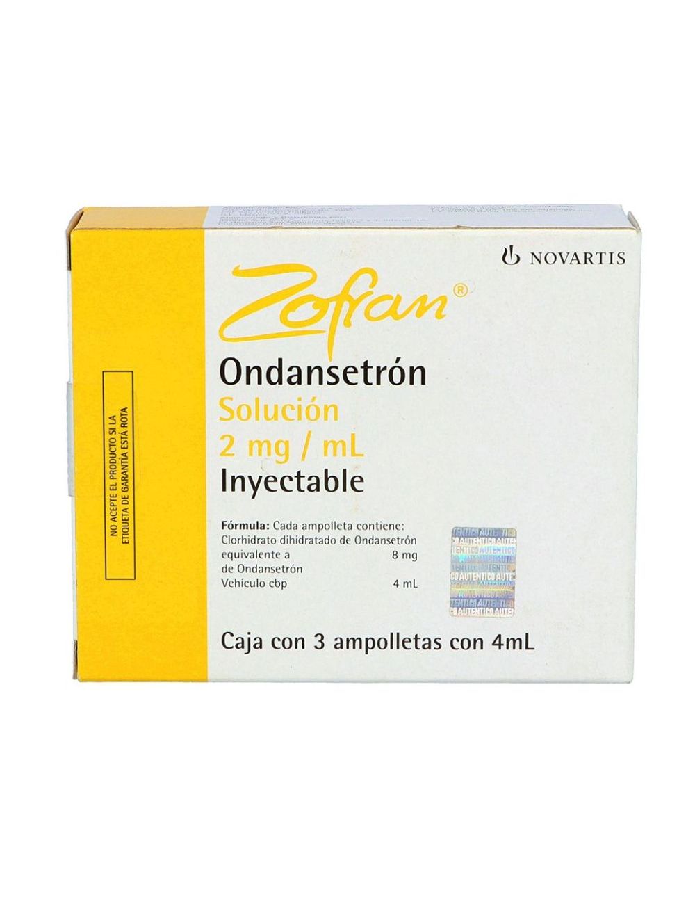 Zofran Solución Inyectable 2 mg /mL Caja Con 3 Ampolletas Con 4 mL