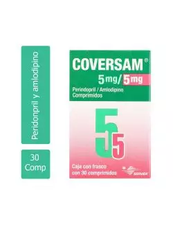 COVERSAM® 5 mg/5 mg - Caja con frasco de 30 comprimidos | Perindopril/Amlodipino | Servier