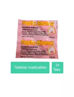 Pepto Bismol 262 mg Tira Con 24 Tabletas Masticables Sabor Anís