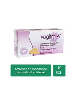 Vagitrol V .50/ 500/ 100000 UI Caja Con 10 Óvulos