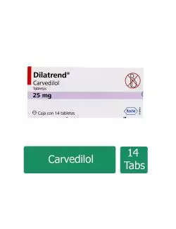Dilatrend® 25 mg (Carvedilol) - 14 Tabletas - Roche