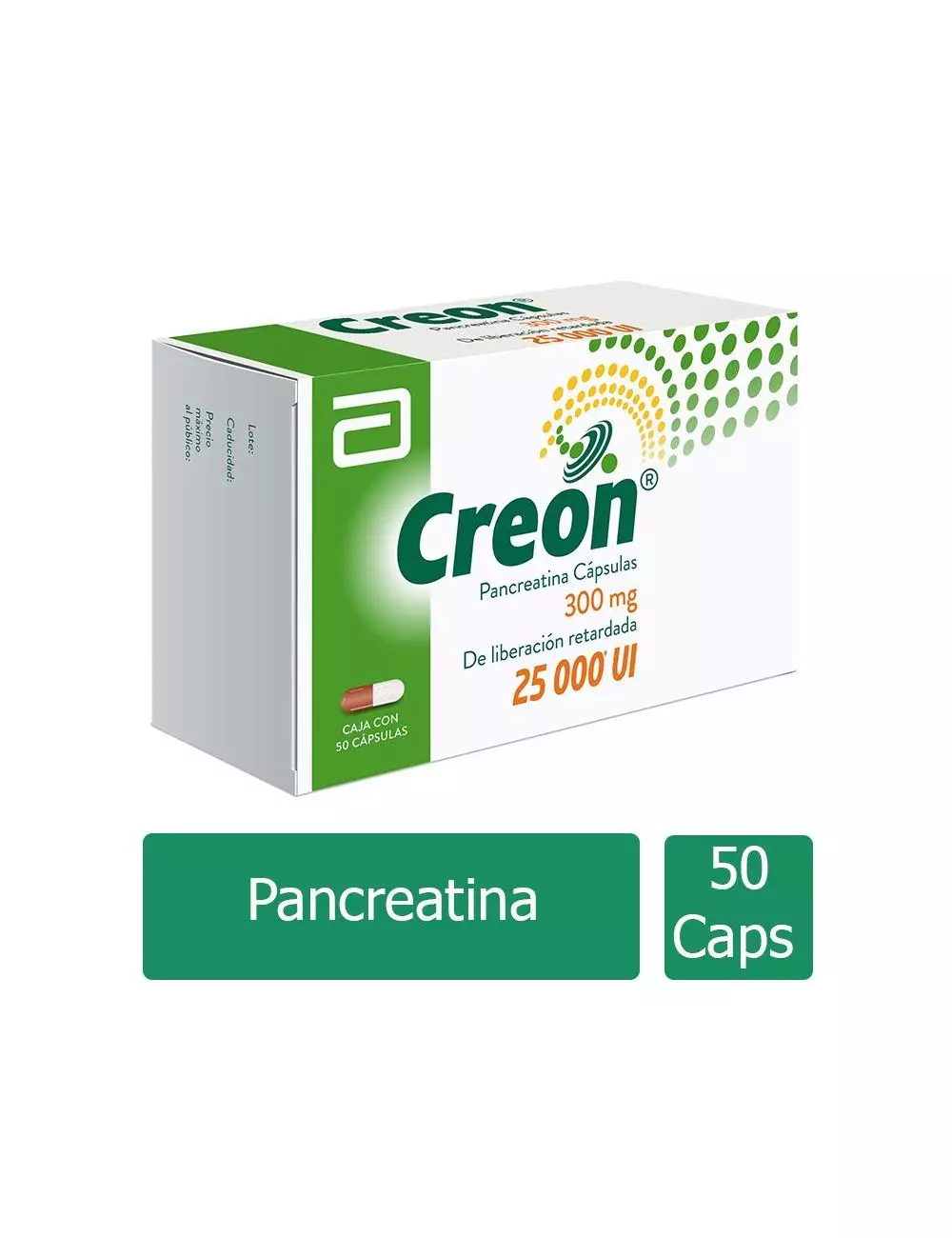 Creon® 300 mg/ 25000 UI (Pancreatina) | 50 Cápsulas | Abbott