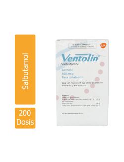 Ventolin Aerosol 100 Mcg Caja Con Frasco Con 200 Dosis y Dispositivo - Asma