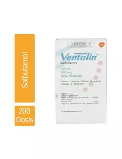 Ventolin Aerosol 100 Mcg Caja Con Frasco Con 200 Dosis y Dispositivo - Asma