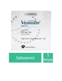 Ventolin 0.5 mg/mL Caja Con 5 Ampolletas De 1mL