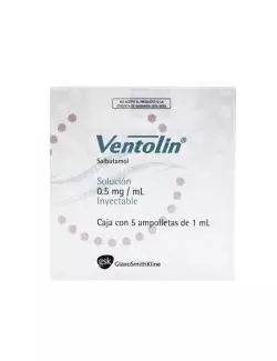 Ventolin 0.5 mg/mL Caja Con 5 Ampolletas De 1mL