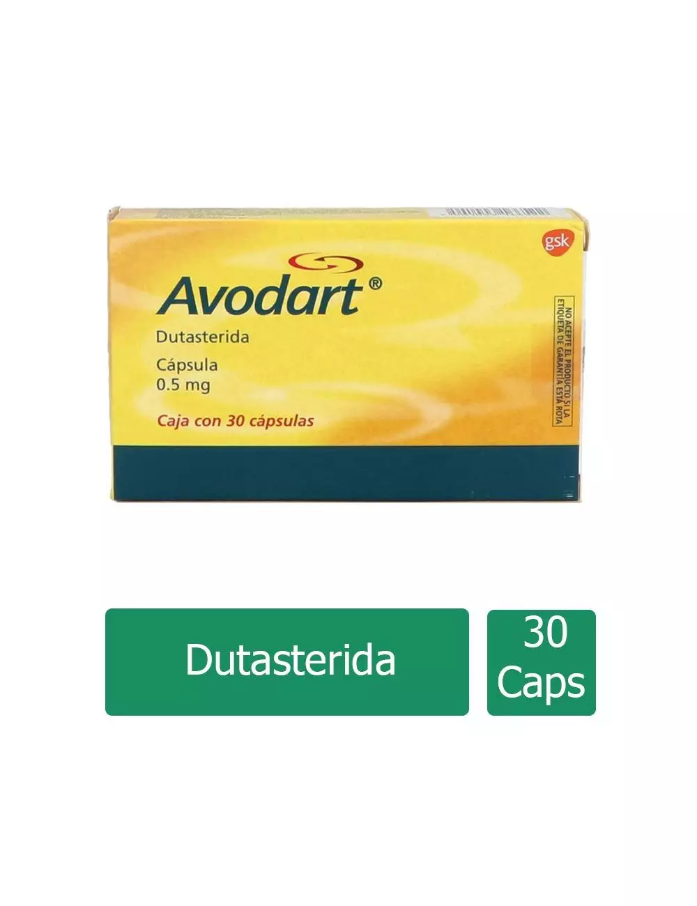 Avodart® 0.5 mg (Dutasterida) - 30 Cápsulas | Laboratorio GSK
