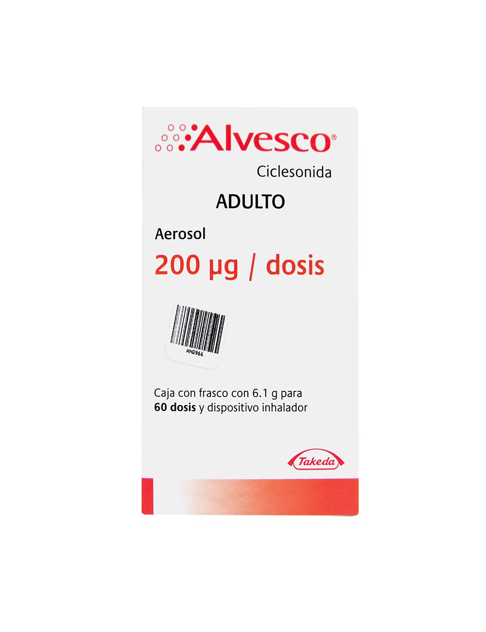 Alvesco Adulto 200 mg Con Frasco Con 6.1 g Para 60 Dosis y Dispositivo Inhalador