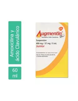 Augmentin Suspensión Junior 400mg/57mg/5mL Frasco Con Polvo 60 ml -  RX2