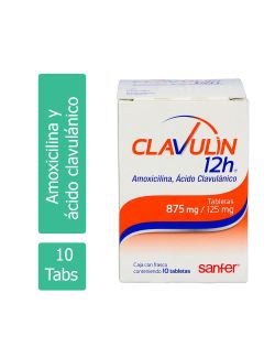 Clavulin 12 H 875 mg / 125 mg Caja Con Frasco Con 10 Tabletas -RX2