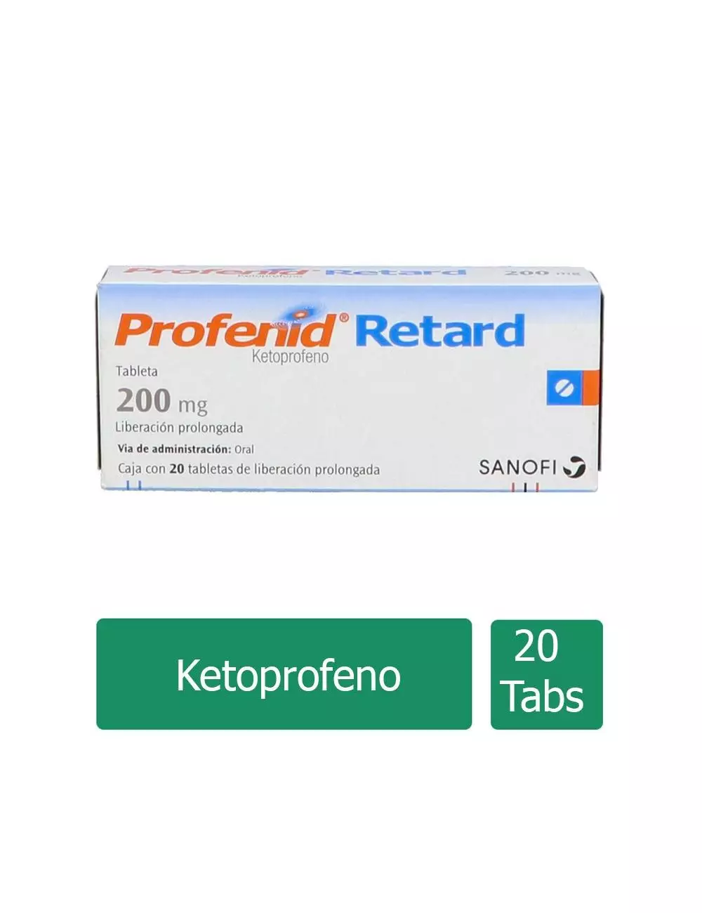 Profenid Retard 200 mg (Ketoprofeno) - 20 Tabletas de Liberación Prolongada - Sanofi