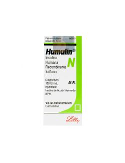 Humulin N Solución 100 UI / mL Caja Con Frasco Àmpula Con 10 mL  RX3