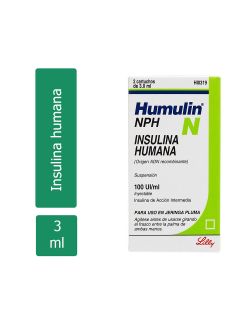 Humulin NPH Suspensión Inyectable Caja Con 2 Cartuchos Con 3 mL RX3