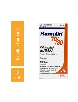 Humulin 70 / 30 Caja Con 2 Cartuchos De 3.0 mL Con 100 UI- Rx3