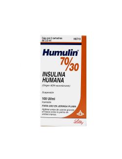 Humulin 70 / 30 Caja Con 2 Cartuchos De 3.0 mL Con 100 UI- Rx3