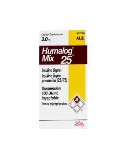 Humalog Mix 25 Solución Inyectable 100 UI / mL Caja Con 2 Cartuchos 3.0 mL Rx3