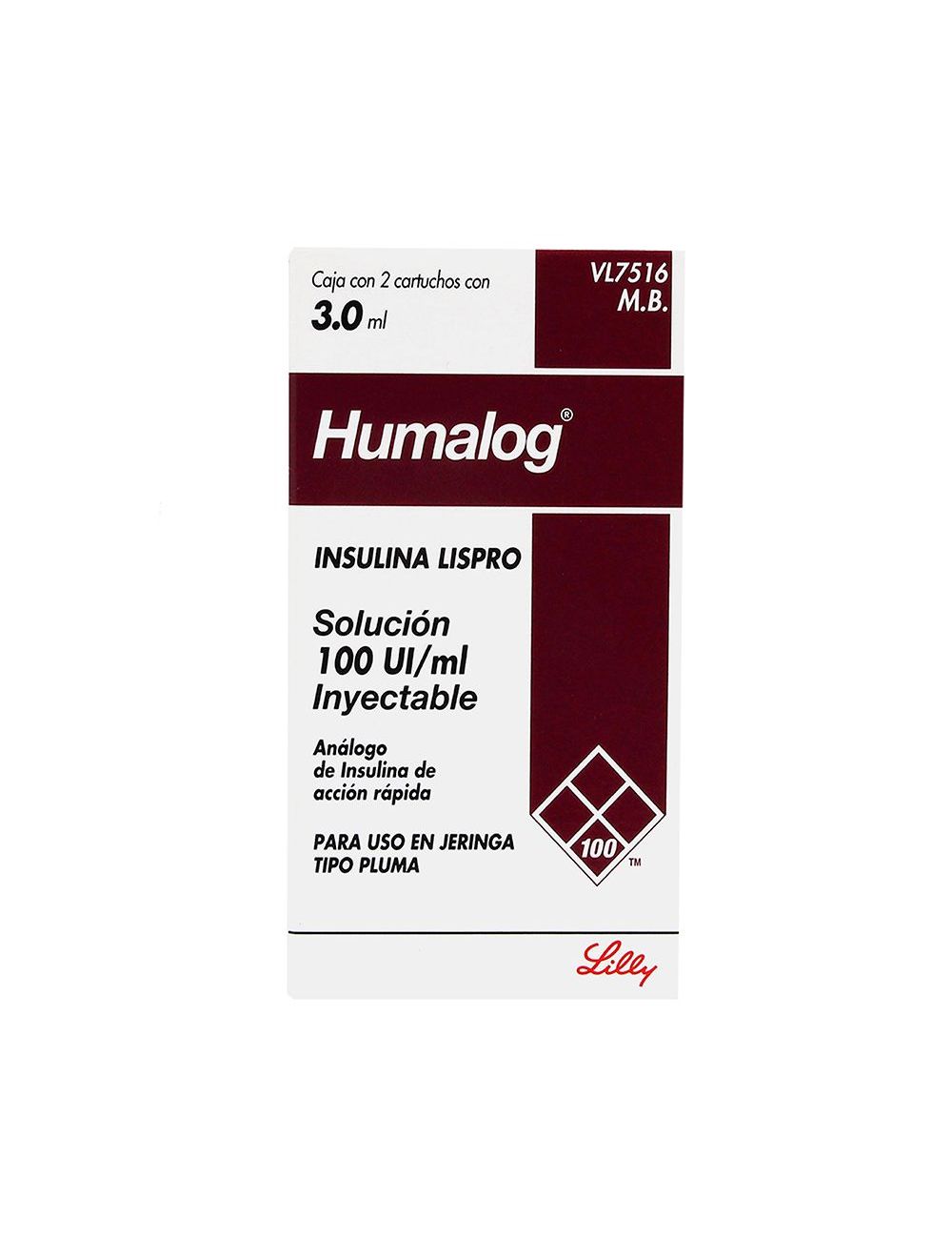 Humalog 100 UI/mL Caja Con 2 Cartuchos Con 3.9 mL - Rx3