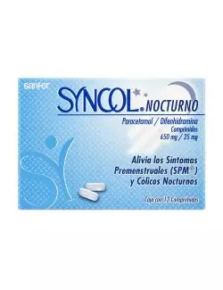 Syncol Nocturno 650 mg/25 mg 12 Comprimidos