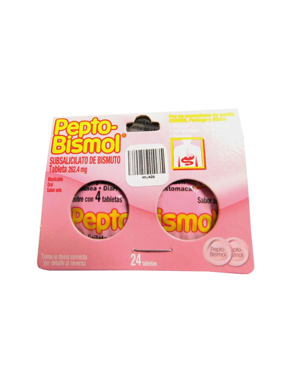 Pepto Bismol 262 mg Tira Con 24 Tabletas Masticables Sabor Anís