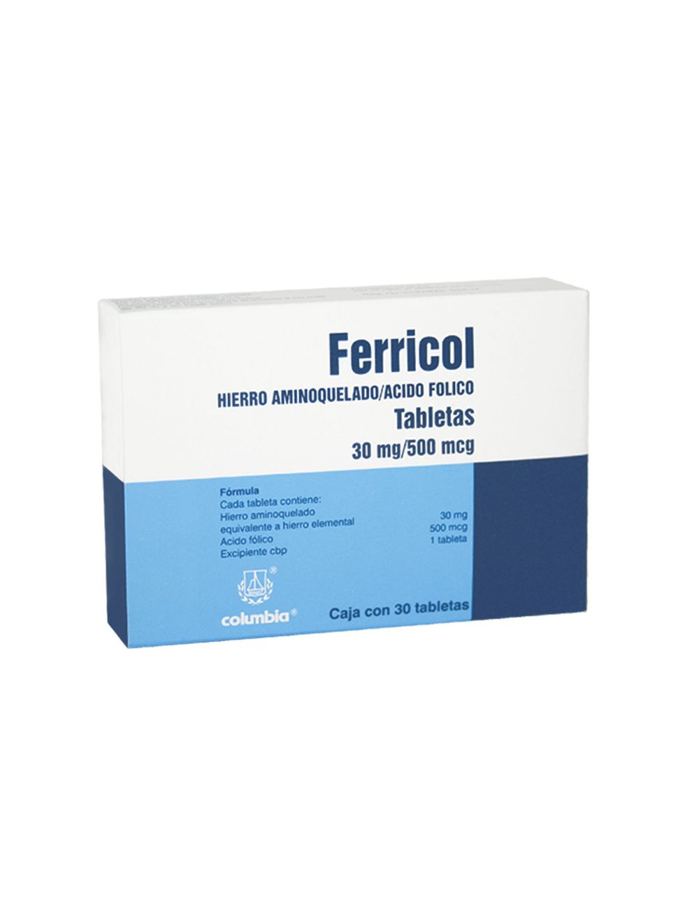 Ferricol 30 Mg   500 Mcg Caja Con 30 Tabletas