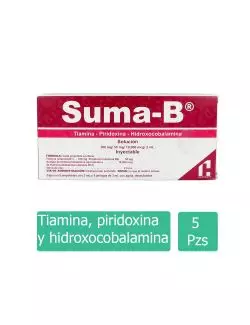 Suma B Caja Con 5 Ampolletas Ambar Con 2mL y 5 Jeringas Con 3mL