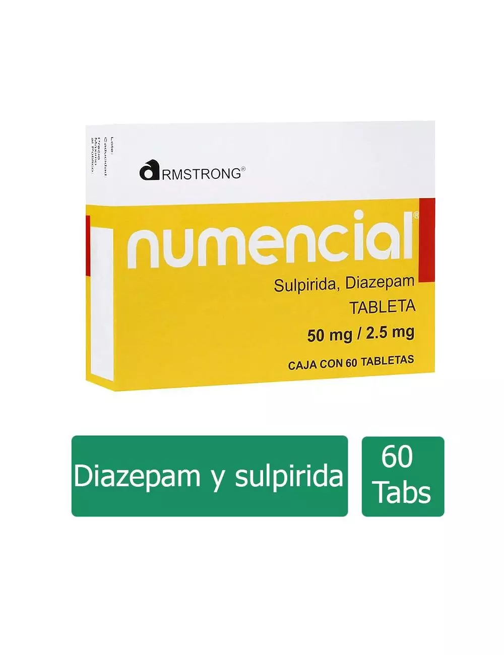 Numencial® 50 mg/2.5 mg - 60 Tabletas | Sulpirida/Diazepam | ARMSTRONG® | RX1