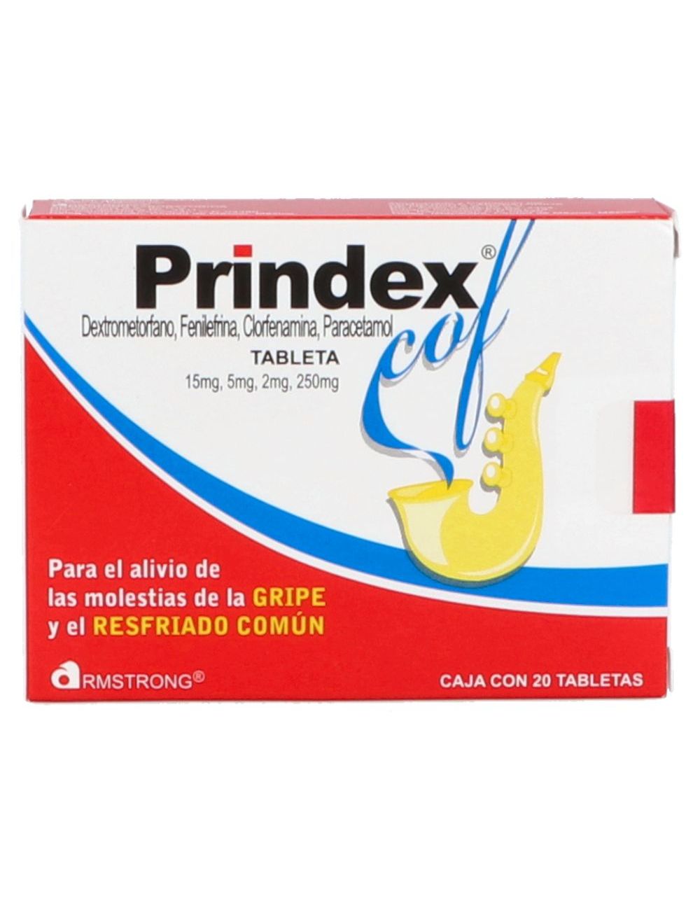 Prindex Cof 15 mg/5 mg/ 2 mg/ 250 mg Caja Con 20 Tabletas