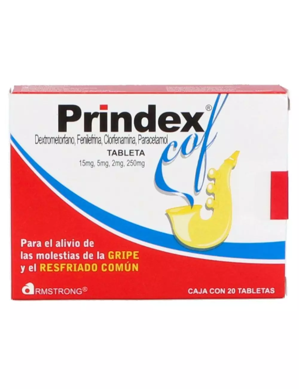 Prindex Cof 15 mg/5 mg/ 2 mg/ 250 mg Caja Con 20 Tabletas