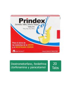 Prindex Cof 15 mg/5 mg/ 2 mg/ 250 mg Caja Con 20 Tabletas