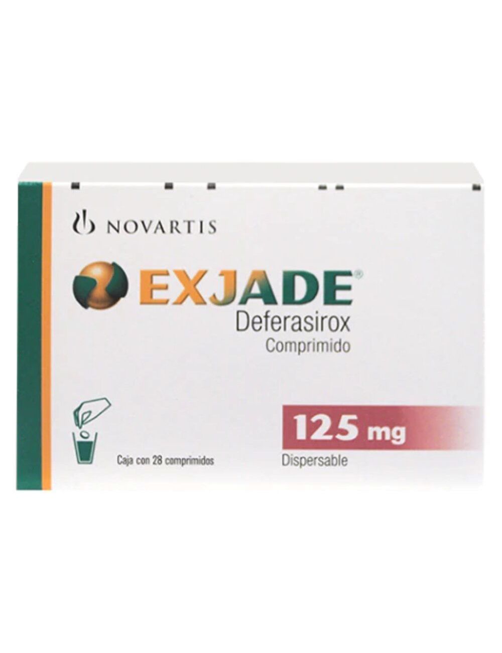Exjade® (Deferasirox) 125 mg - Caja con 28 comprimidos dispersables | Novartis