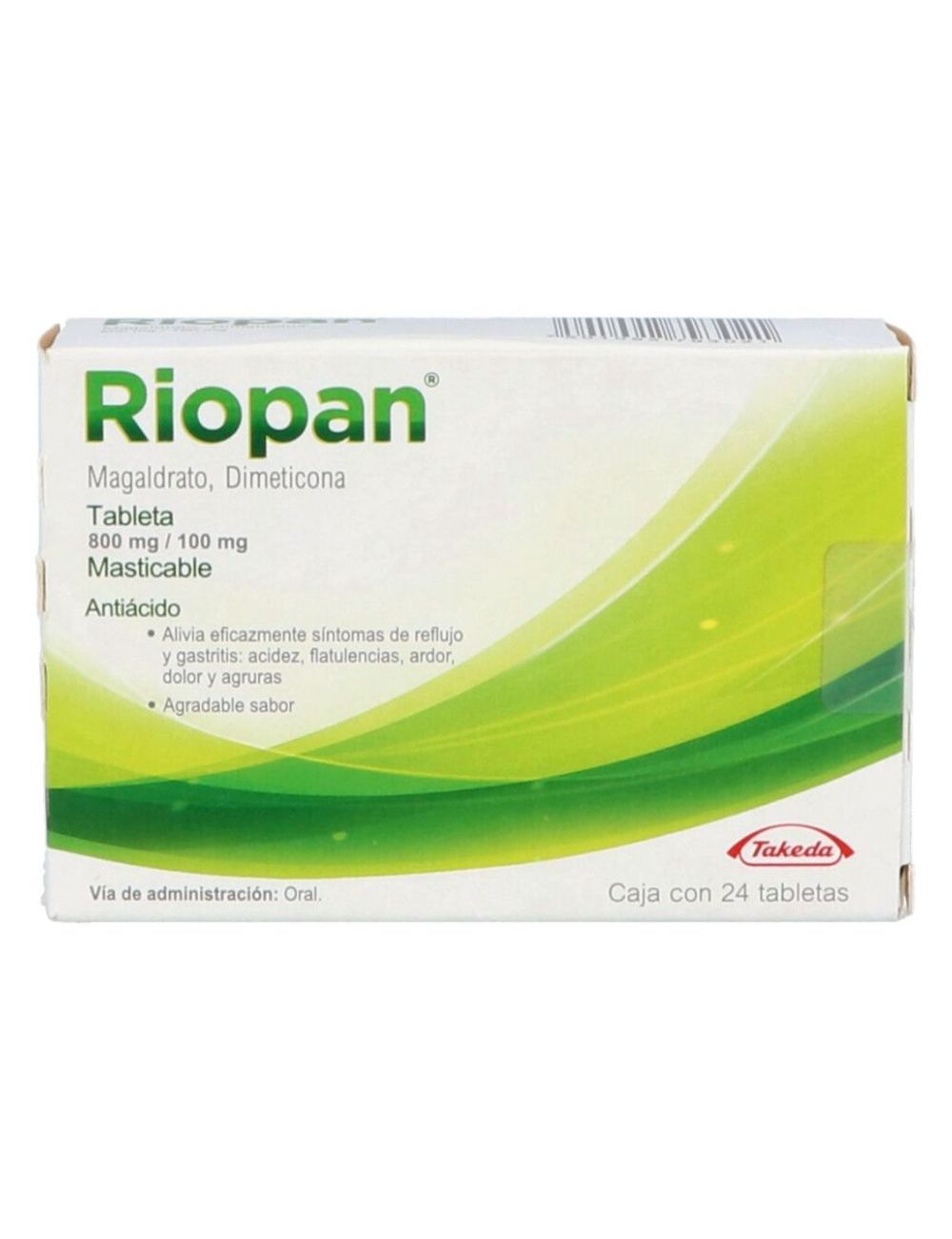 Riopan 800 mg / 100 mg Caja Con 24 Tabletas Masticables