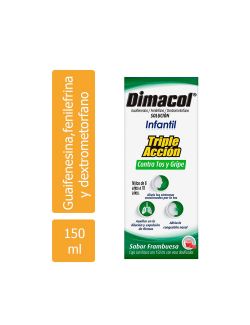 Dimacol Infantil Solución Triple Acción Caja Con Frasco Con 150mL Sabor Frambuesa