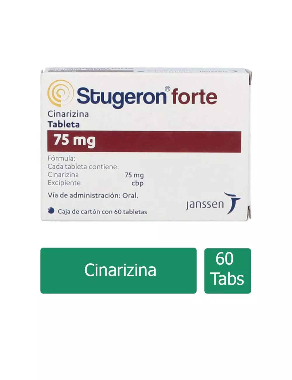 Stugeron® Forte 75 mg (Cinarizina) | 60 Tabletas | Janssen