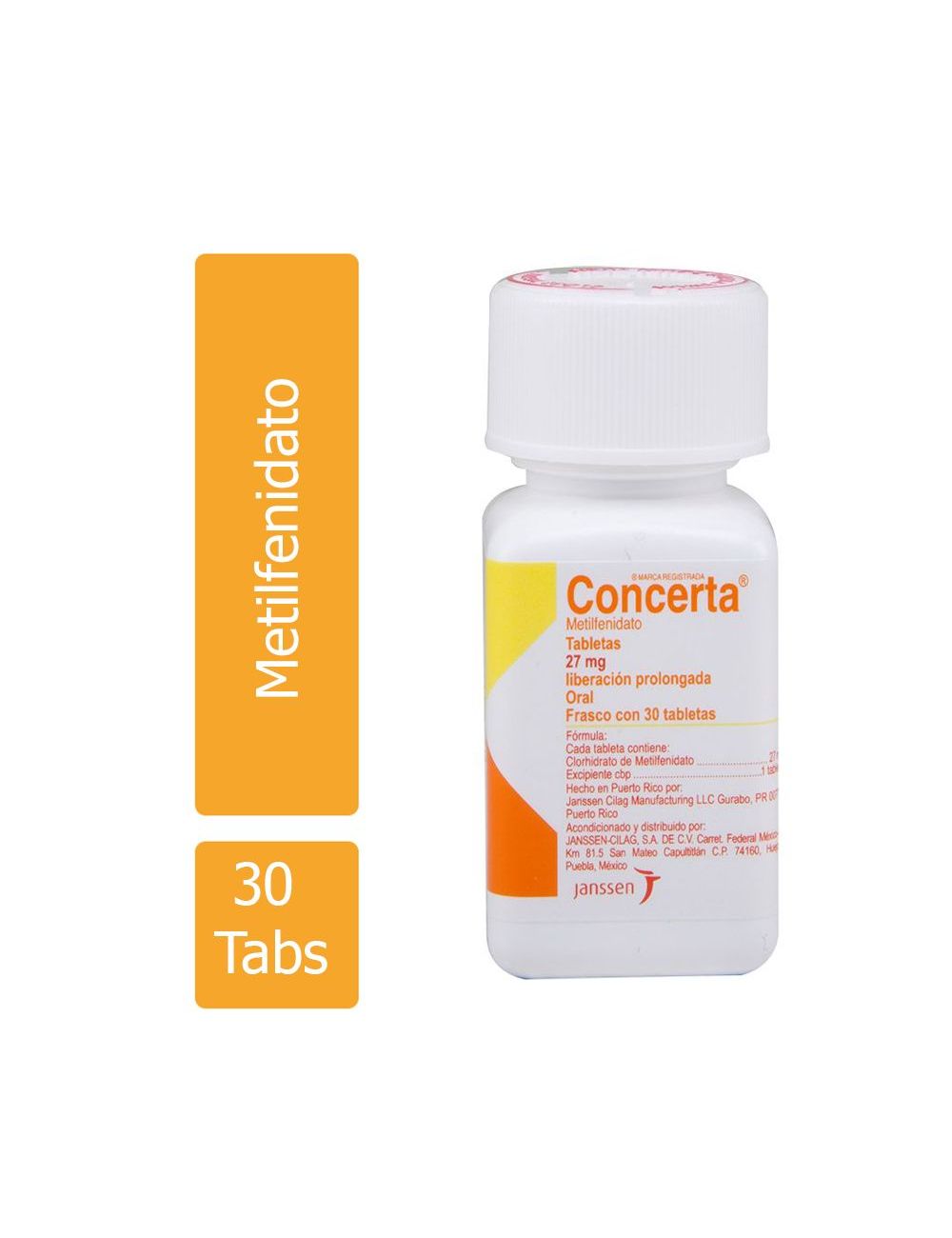 Concerta® 27 mg - 30 Tabletas| Metilfenidato | Janssen