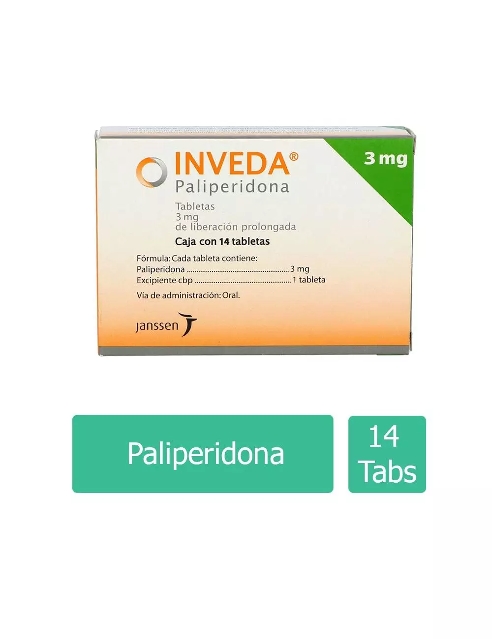 INVEDA® 3 mg (Paliperidona) - 14 Tabletas de liberación prolongada - Janssen