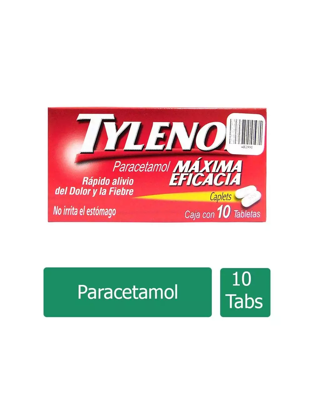 Tylenol 500 mg Máxima Eficacia Caja Con 10 Tabletas