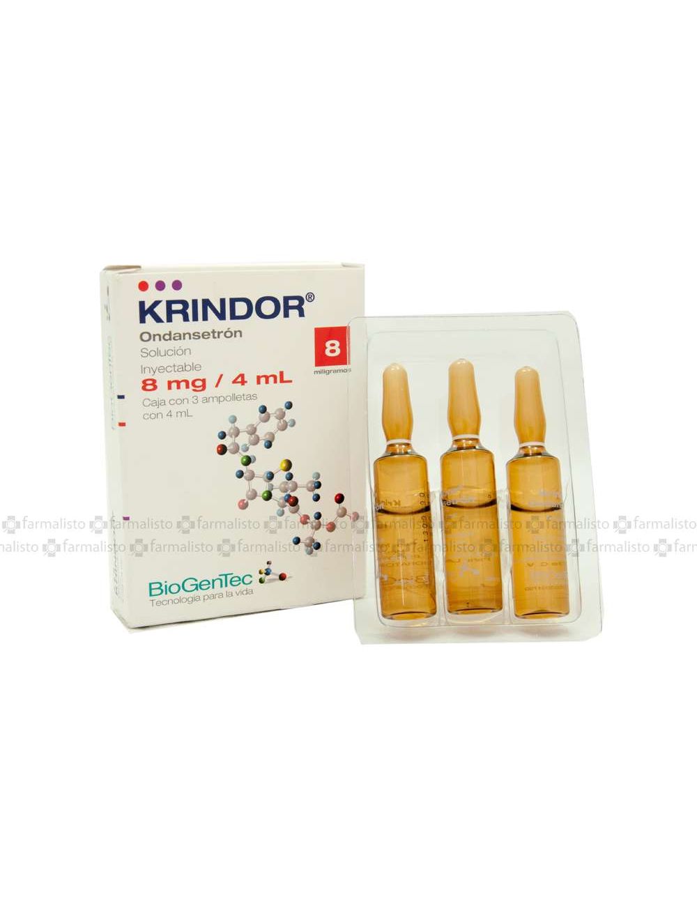 Krindor 8 mg Caja Con 3 Ampolletas Con 4 mL