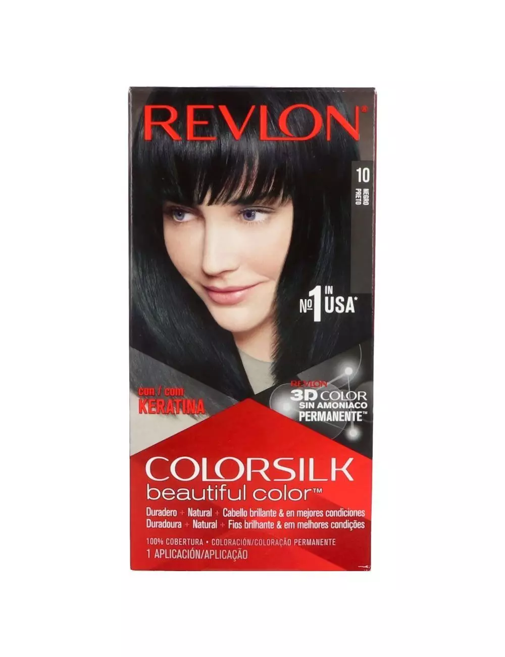 Tinte Revlon Colorsilk Negro 10 Caja Con Frasco Con 130 mL