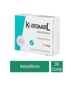 K-ASMAL® 1 mg - Caja con 30 comprimidos | Ketotifeno | Laboratorio Silanes