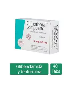 Glinorboral Compuesto® 5mg/50mg (Glibenclamida + Fenformina) - 40 Tabletas - Silanes