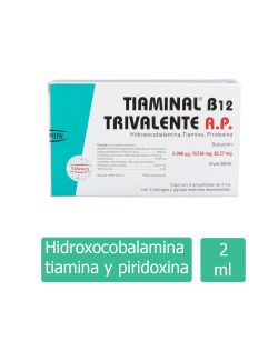 Tiaminal B12 Trivalente AP Caja Con 3 Ampolletas de 2 mL
