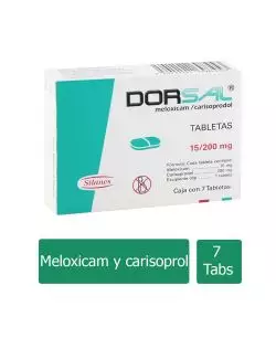 DORSAL® 15mg/200mg - 7 Tabletas | Meloxicam + Carisoprodol | Silanes