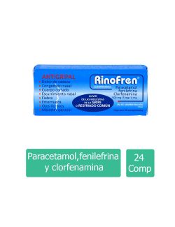 RinoFren 500 mg / 5 mg / 4 mg Caja Con 24 Comprimidos