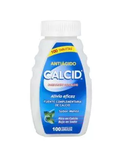 Calcid Frasco Con 100 Tabletas Masticables Sabor Menta