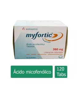 Myfortic® 360 mg (Ácido Micofenólico) - Caja con 120 Tabletas de Liberación Retardada - Laboratorio Novartis