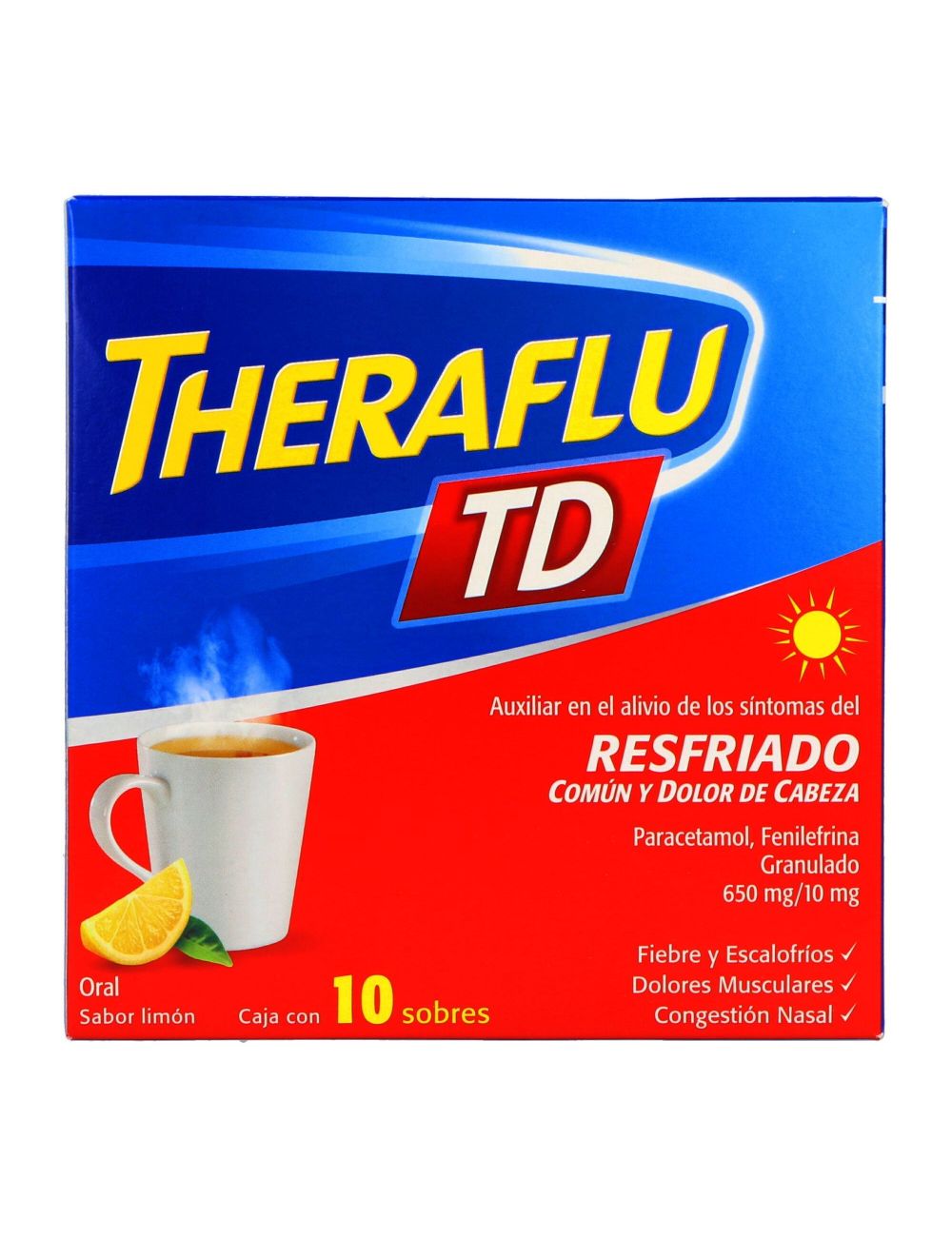 Theraflu Exthegran TD 650mg/10mg Granulado Caja Con 10 Sobres