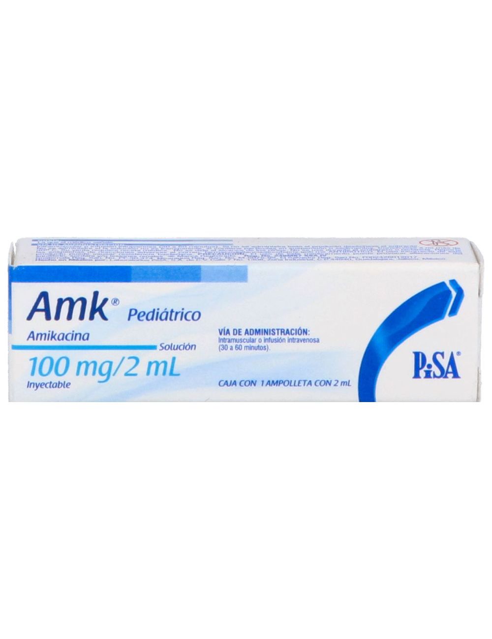 AMK 100 mg Solución Inyectable Caja Con 1 Ampolleta Con 2 mL RX2